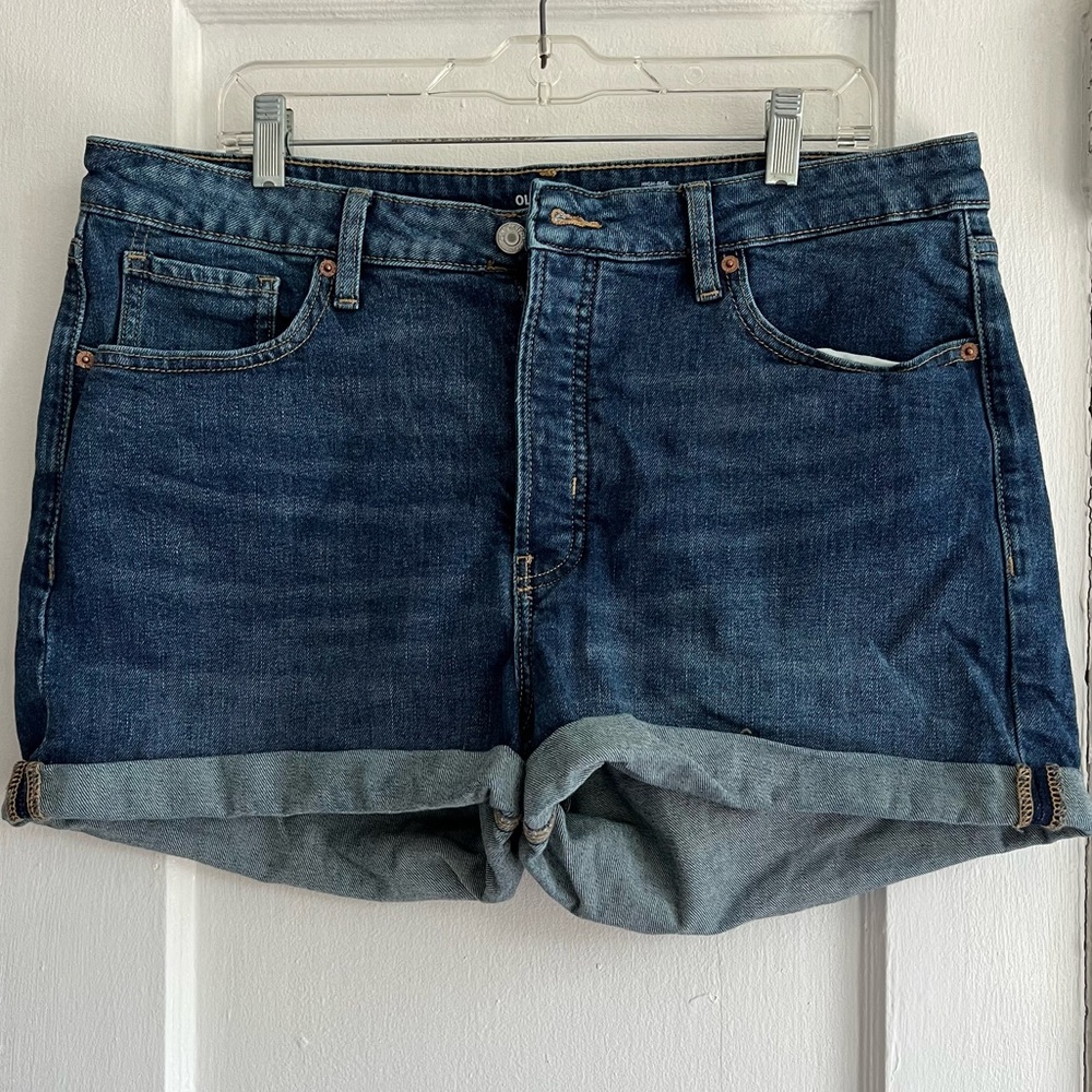 Old Navy O.G. Straight High-Rise Blue Denim Jean Shorts Size 16